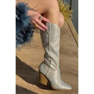 The Montana Rhinestone Cowgirl Boots- Champagne