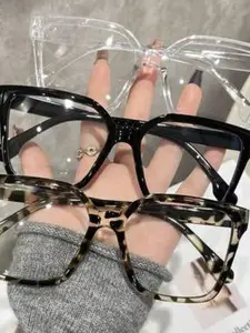 3-Piece Ladies Multicolor Anti-Blue Light Glasses Set, Large Frame Retro Style with Trendy Design for Travel & Mix Matching, Leopard Pattern Eyeglasses
