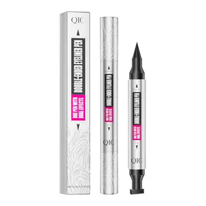 QIC 2-in-1 Double-Ended Stamp Eyeliner Pen Stick - Smooth, Waterproof, Smudge-Proof, Long-Lasting Precision Cosmetic Tool for Daily Wear Bold Flawless Eye Makeup