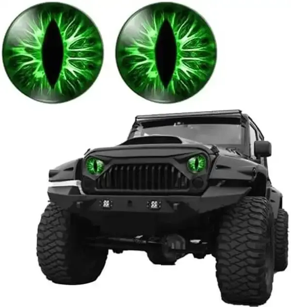 Beast Eyes Headlight Decals,  Stereo Eyes Headlight Decal Stickers Compatible with Jeep Wrangler, Headlight Round Eye Decal, Funny Decals Body Window Bumper Decoration (B)