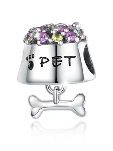 High-Quality Silver-Plated Pet Paw Print and Dog Bone Pendant, DIY Jewelry Making Kit, Unique Minimalist Design, Perfect for Bracelets and Necklaces