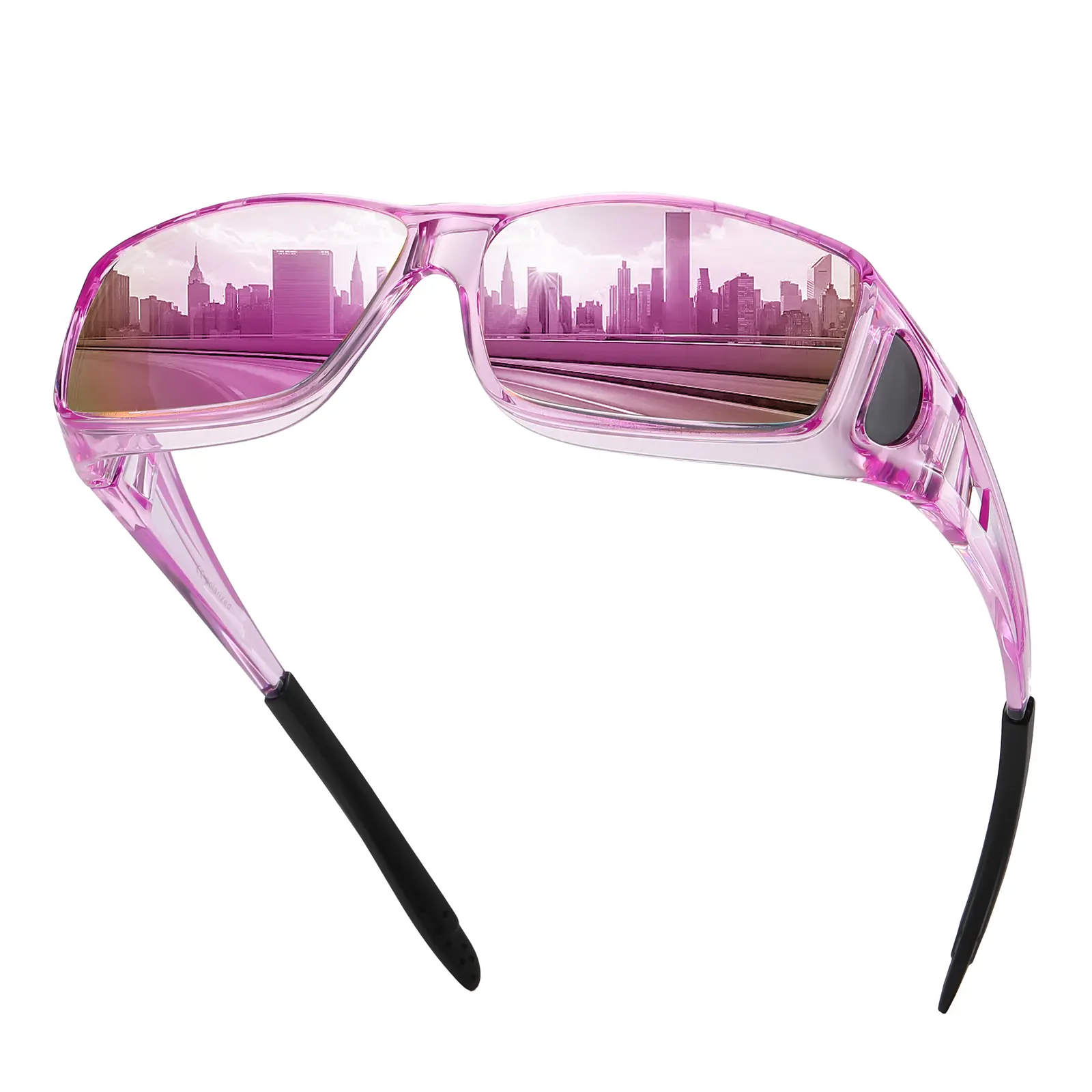 Transparent Purple Frame Pink Lens