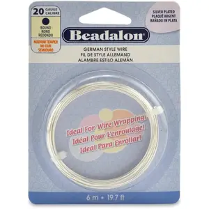 Beadalon German Style Wrapping Wire, Round, Silver Plated, 20 Gauge, 6 m / 19.7 ft