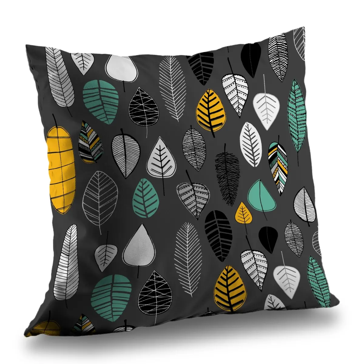 Begin Home Decor C1PT1414RN87E0 14 x 14 in. Leaves Illustration Botanical Poly Twill Throw Pillow - Home Decor