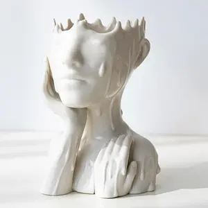 P-FP01   Face Planters Pots Head Planter, Succulent Planters for Indoor Outdoor Plants, Boho Lady Face Flower Pots with Drainage Hole, White Ceramic pots for Plants, Large Plant Pots Gift