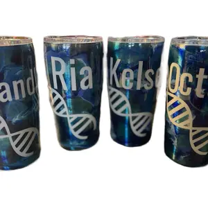 NotaroByDawn+Genetic Counselor Bottle with Tumbler - Dna Design, Blue and Black Color, Ideal for Drinkware