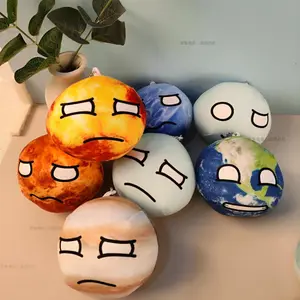 10cm Planet Plush Toy Collection Cognitive Stuffed Doll Ornaments Polandball Keychain Pendant Bag Accessories Earth Moon Sun Mar