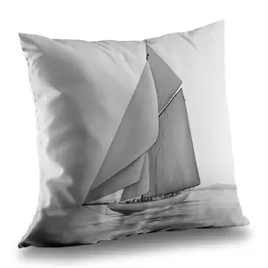 360 Stand 14x14 in Poly Twill Throw Pillow with Polyester Insert - Hyperrealist Boat Print, Vintage Sailing Theme, Maritime Charm for Coastal Home Decor, Nautical Enthusiasts