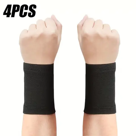 4pcs Wrist Compression Sleeves, Joint Support Wristbands, Breathable Sweat Absorption, Sports Fitness Cycling Wrist Guards, Wrist Wraps