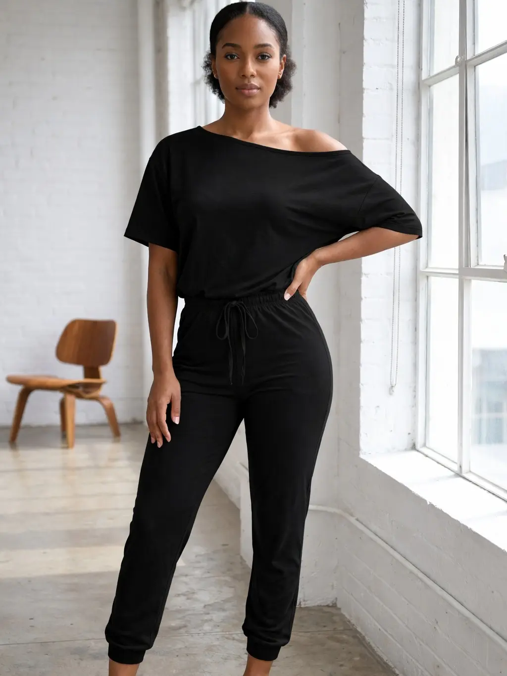 Elengatine Women Plus Size Wide Leg Jumpsuit, Off Shoulder Loose Fit One Piece Romper with Pockets, Soft Flowy Stretchy Fabric, Comfortable Casual Outfit for Curvy Ladies, Summer Vacation, Beach, Daily Wear, Travel & Street Style