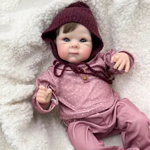 19inch Soft Touch Resurrection Baby Doll Lola with Realistic Features Hand-Planted Hair Purple Hat & Clothing Perfect Birthday Christmas Gift for Girls