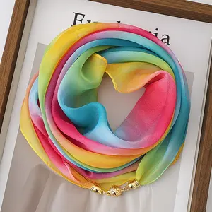 1 Piece Lightweight Rainbow Gradient Gold Ball Magnetic Scarf, Fashionable Shirt Accessory, All-Season Wear, Perfect Gift for Wife and Mother