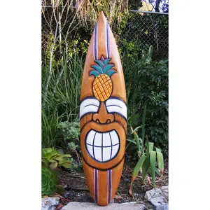 Happy Tiki Pineapple Ohana Surfboard Plaque  39"x 10"