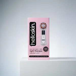 HelloSkin Hot/Cold LED Light Therapy Handset V3.0 – EMS Microcurrent, Deep Cleanse Vibration, Smart Temperature Therapy, Red/Blue/Green LED Modes for Gentle Facial Cleansing & Soothing