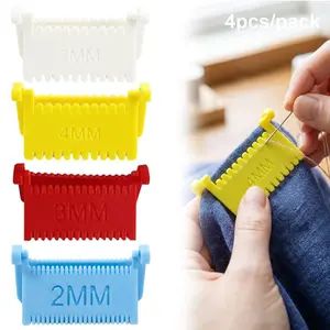4pcs Clip-On Sewing Ruler, Hand Edge Stitch Lock and Sewing Gauge for Even Stitches, Quilting Templates with 2mm, 3mm, 4mm, 5mm Spacing