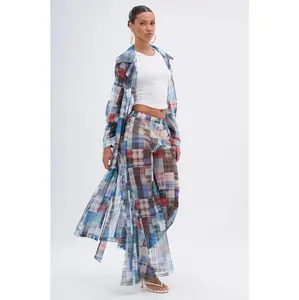 LIVING THE LIFE PLAID MESH PALAZZO PANT