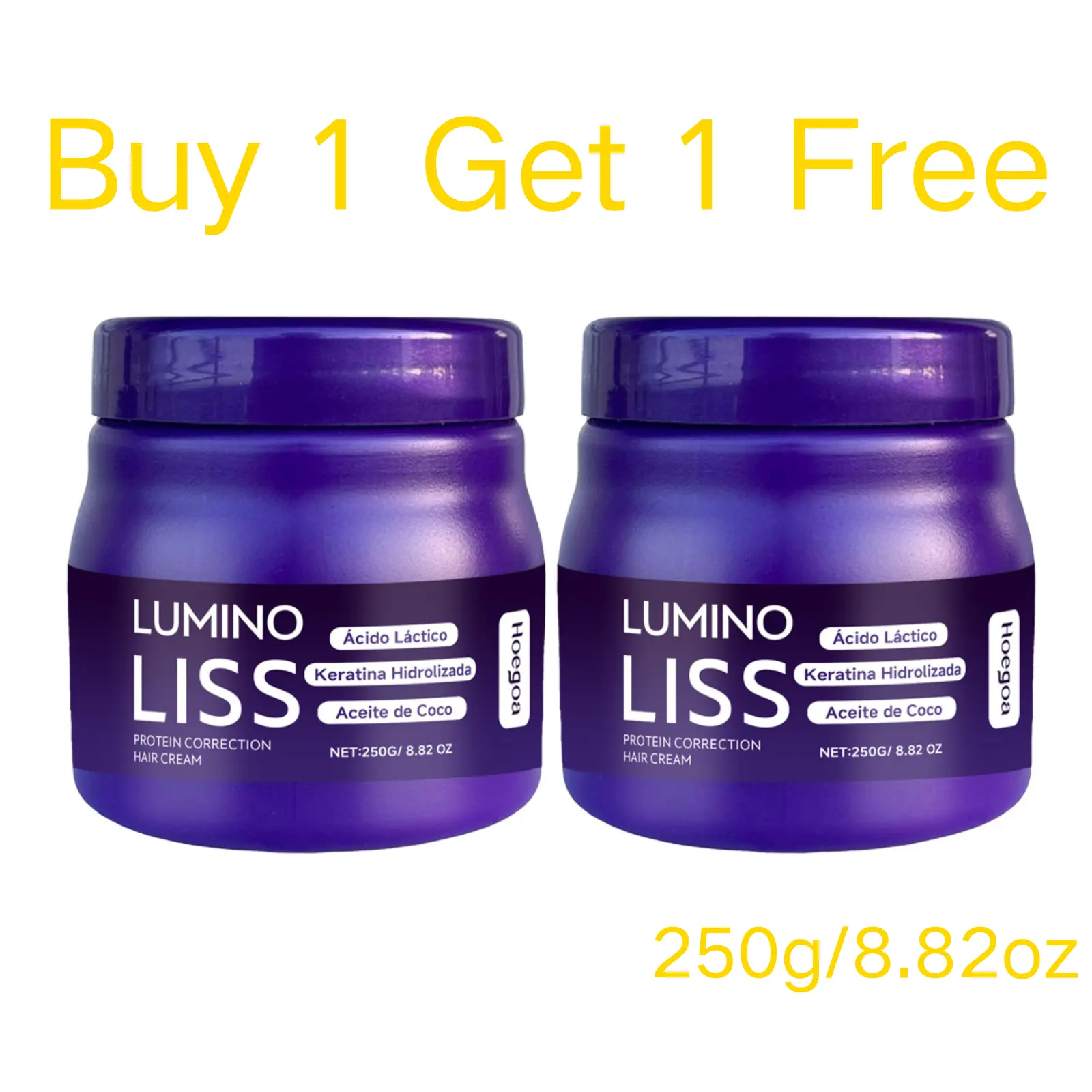 Hoegoa Lumino Liss Keratin Hair Cream, Formaldehyde-Free Protein Treatment for Frizz Control, Deep Repair & Smoothing, Nourishing Haircare for All Hair Types - 250g (8.8oz), Any