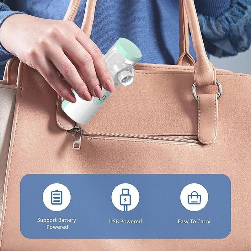 2PCS Portable Handheld Nebulizer with Mesh Spacer Machine & Accessories for Adult & Kid Handheld Electric Atomizer for Home Travel USB Power Cord Facial Hydration No Battery Included