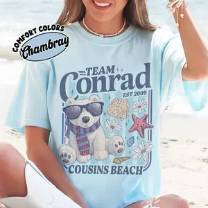 Team Conrad Junior Mint Bear Shirt, Cousins Beach Summer Tee, TSITP Inspired Comfort Colors T-Shirt, Conrad Fisher Fan Gift