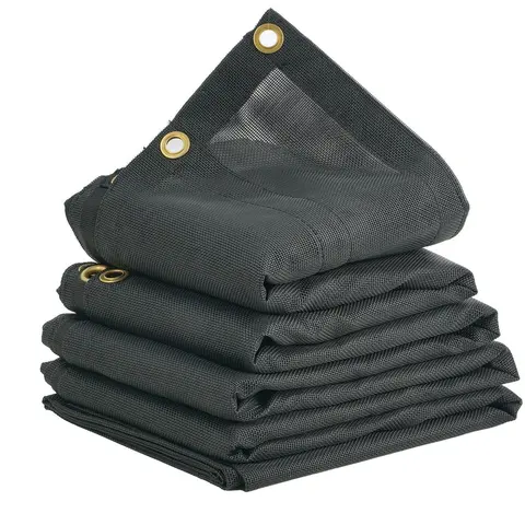 【Fallpicks】VEVOR Heavy-Duty 1000D Mesh Truck Bed Cover, 18oz Vinyl Coated Black, 7x14 ft Trailer Fit, Double-Pocket, Brass Grommets, Double-Needle Stitch Webbing, Fits Manual-Electric Dump Systems, 3.5±0.4 Inches Thick, Tough Breathable Wear-Resistant
