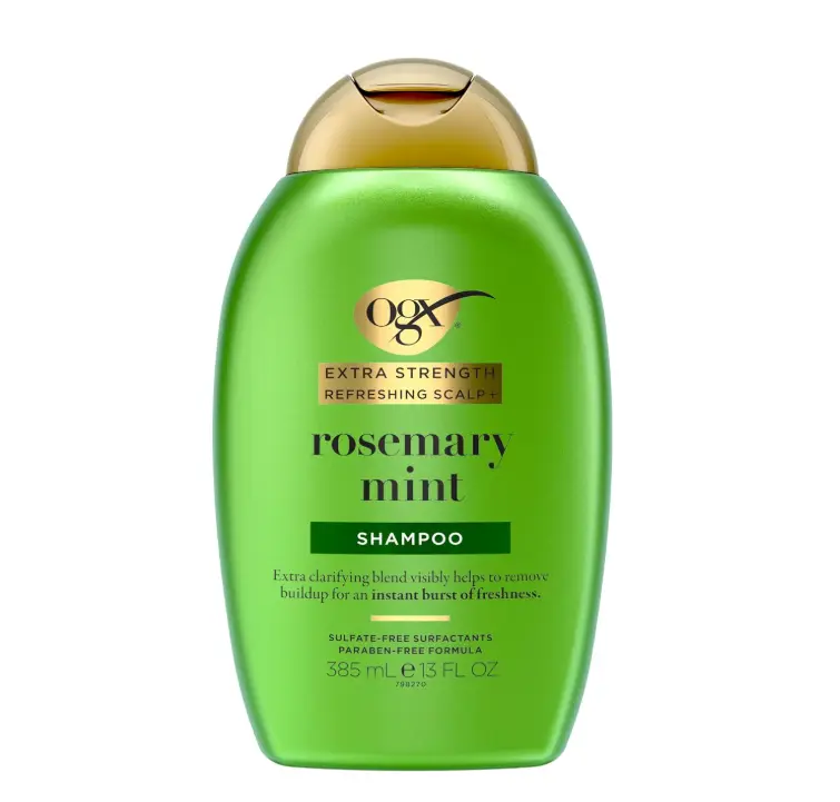 OGX Extra Strength Refreshing Scalp + Rosemary Mint Shampoo, Clarifying Shampoo for Oily Hair Visibly Helps Remove Oil & Residue to Clear Away Buildup, Sulfate-Free Surfactants, 13 fl. oz