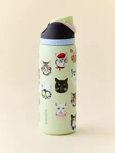 Owala FreeSip 32oz Cat Collage Water Bottle – Insulated Leak Proof Stainless Steel Travel Bottle with Straw Lid