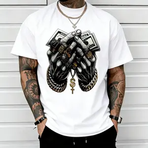 Comfort-Fit Cotton Tee – Men’S Crew Neck T-Shirt Featuring Trendy Dollar & Rings Graphics