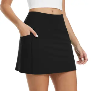 MOTEEPI Womens 16" High Waist Golf Skort with 4 Pockets – Quick Dry Athletic Tennis Skirt with Built-in Shorts, Tummy Control, Breathable Workout, Running, Outdoor Sports,  Summer, Beach Vacation, Cute Flowy Mini Skirt， casual home wear