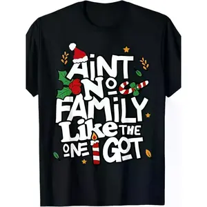 Festive Family Christmas TShirt Unisex Holiday Graphic Tee with Santa Hat Candy Cane Print Perfect for Family Parties and Group Photos