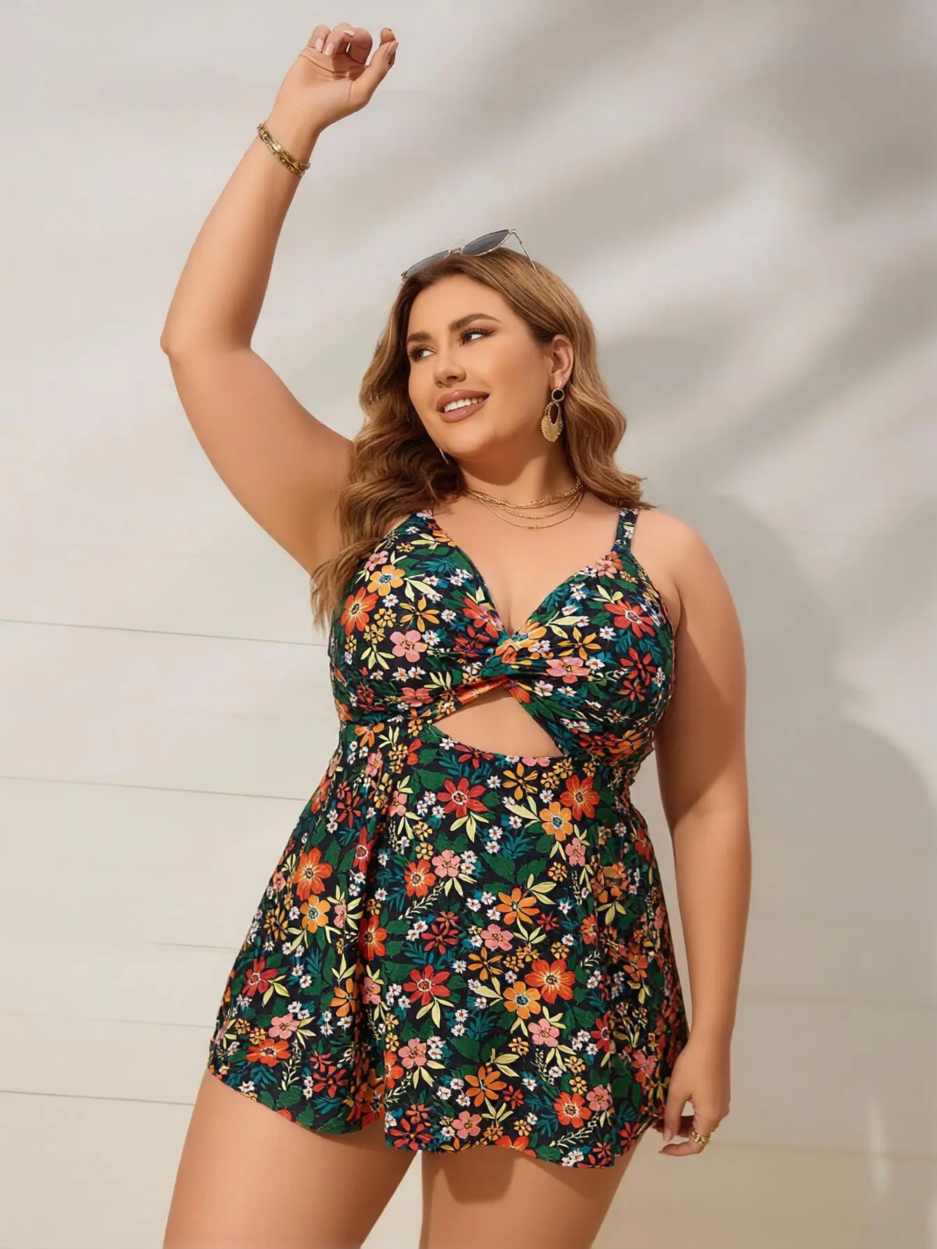 plus size halter swim dress Unique Vintage Black you can enjoy swimming and beach activities with complete confidence Women's Plus-Size High-Neck Halter Swimdress