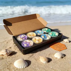 Summer Ocean Scented Soy Candle Gift Set for Women, 8-Piece Fresh Aromatherapy Tea Light Candles, 4 Styles of Ocean Fragrance, Ideal for Wedding Favors, Home Decor & Gifts for Men/Women