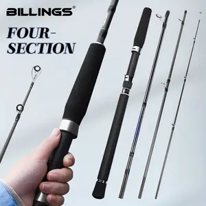 BILLINGS 4-Section Carbon Fiber Spinning Fishing Rod, 6.5-7.9Ft/1.98-2.4M Portable Casting Rod, Ceramic Guide Rings, Sensitive Handle, Durable Travel Fishing Pole for Freshwater & Saltwater