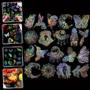 1Set Holographic Iridescent Stickers,Reusable Decals for DIY Scrapbooking,Journals,Vibrant Rainbow Colors,Self-Adhesive,Shiny Finish,Journal Decoration Vibrant Stickers
