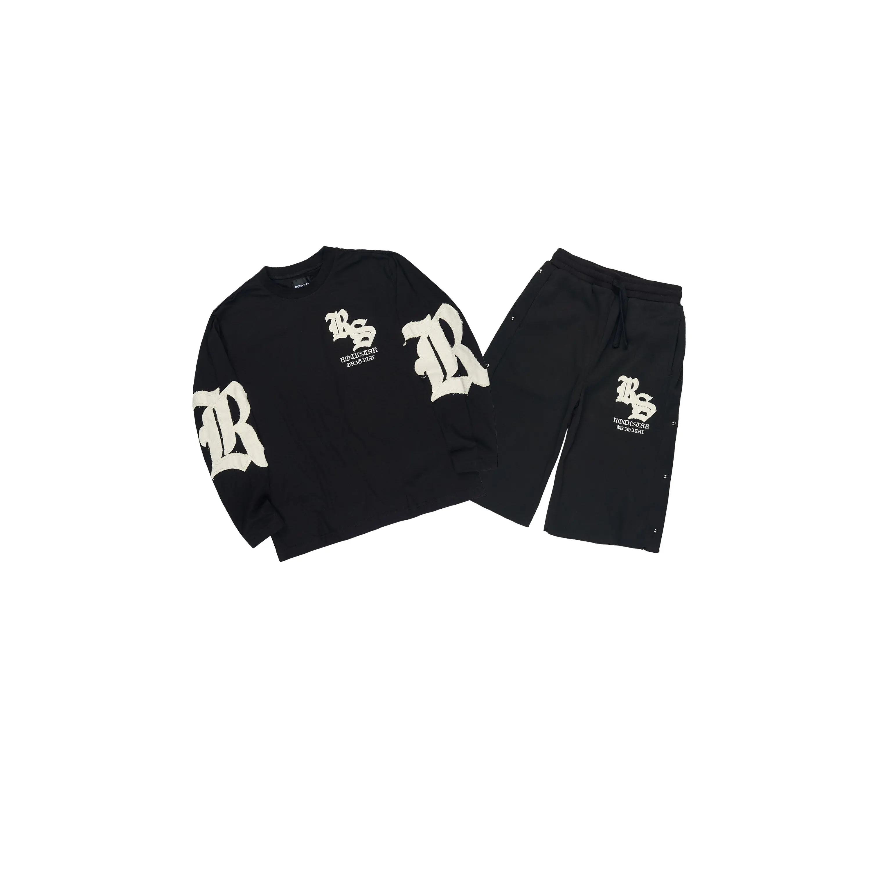 Boys Shire Black/Black L/S T-Shirt Jort Set