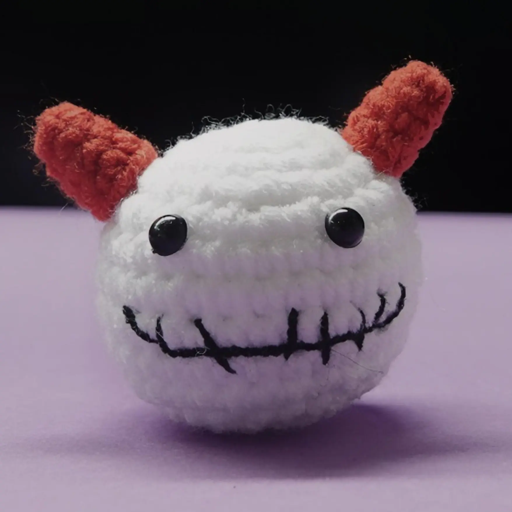 Handmade Mini Crochet Devil with Red Horns Plush, Halloween crochet Amigurumi, Mini Ghost Plushies, Halloween Decoration, Style G Light Set
