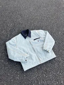 Men's Relaxed-Fit, Washed, 100% Cotton-Lined Multi-Functional Denim Jacket - Western Cowboy Style, Zipper Jacket, Coats, Men's Jacket, Men's Tops