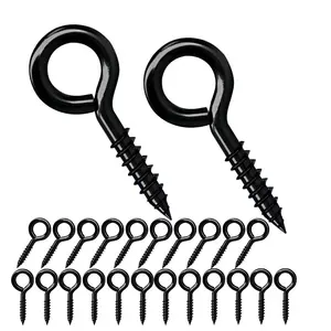 20PCS 35mm Screw Eye Hooks Eye Bolts for Hanging Hammocks Swing Chairs Black