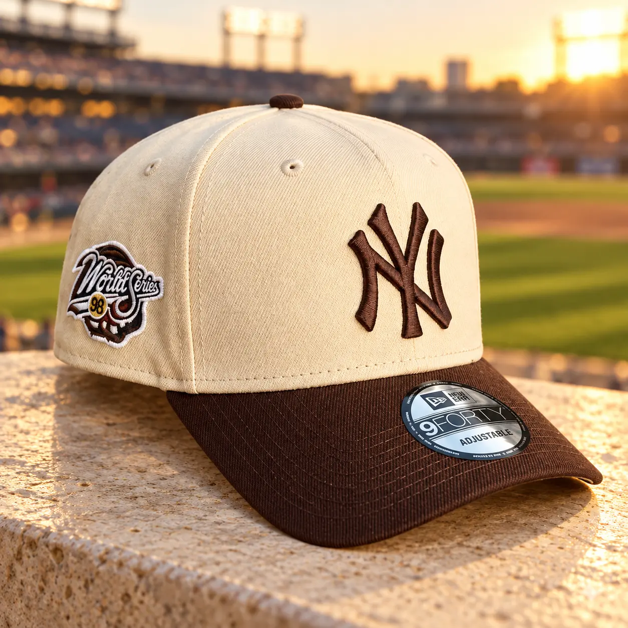 New Era LA Dodgers & NY Yankees 9FORTY 59FIFTY Snapback Adjustable Baseball Hat Cream Beige Brown Brim Embroidered NY Logo Retro Vintage Streetwear Cap for Men Wome