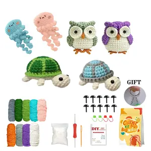 Beginner DIY Crochet Kit with 6 Cute Animal Figures, Easy-To-Learn, Perfect Gift, Stress Relief, Includes Video Tutorial