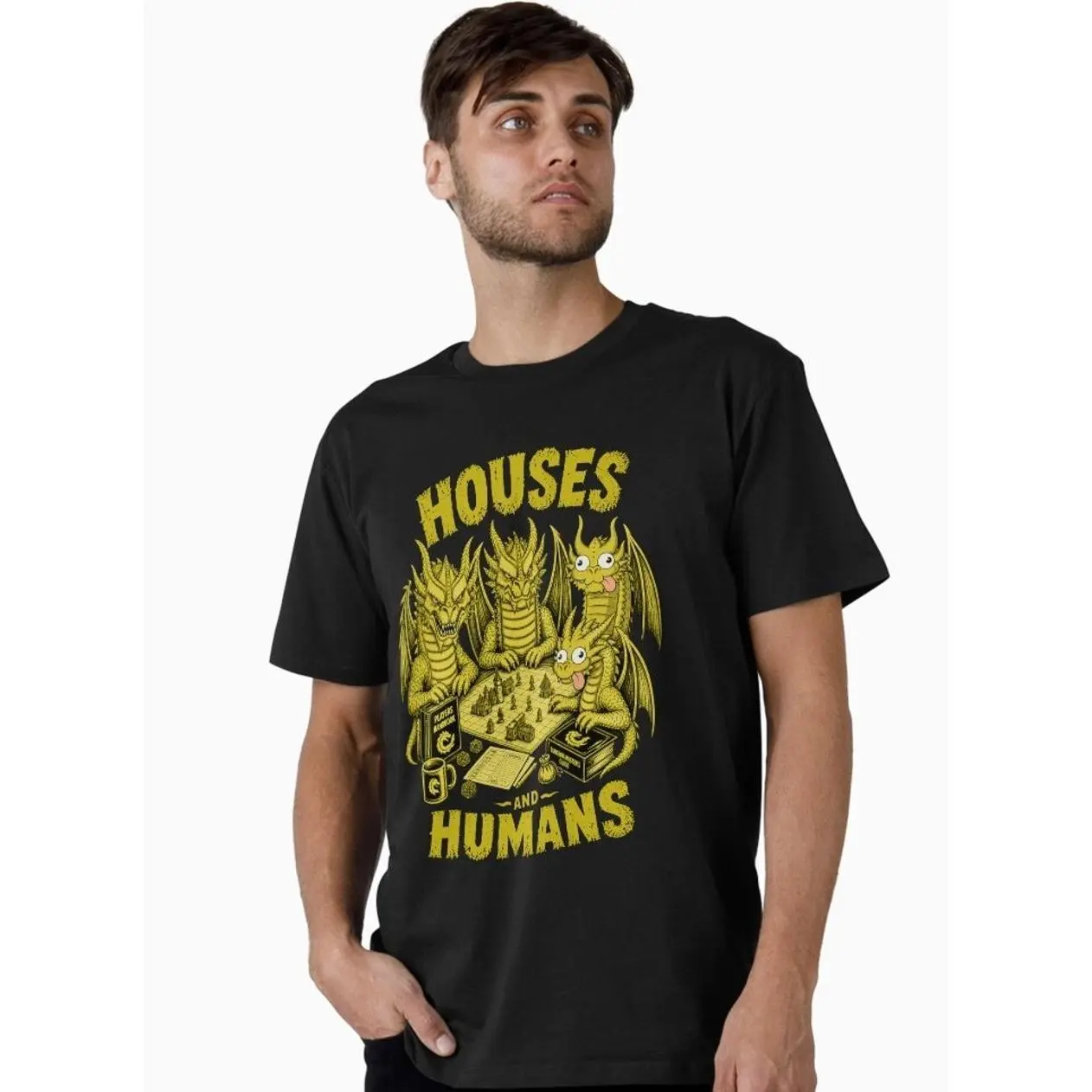 Retro Tabletop RPG  Houses And Humans DND Meme Premium T-Shirt Adventure Tee D20 Dic