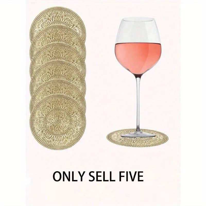 5pcs 3.93inch Elegant Golden For Lotus Coaster Set - Non-Slip, Heat-Resistant with Hollow Design for Home & Bar Decor, Drink Coasters