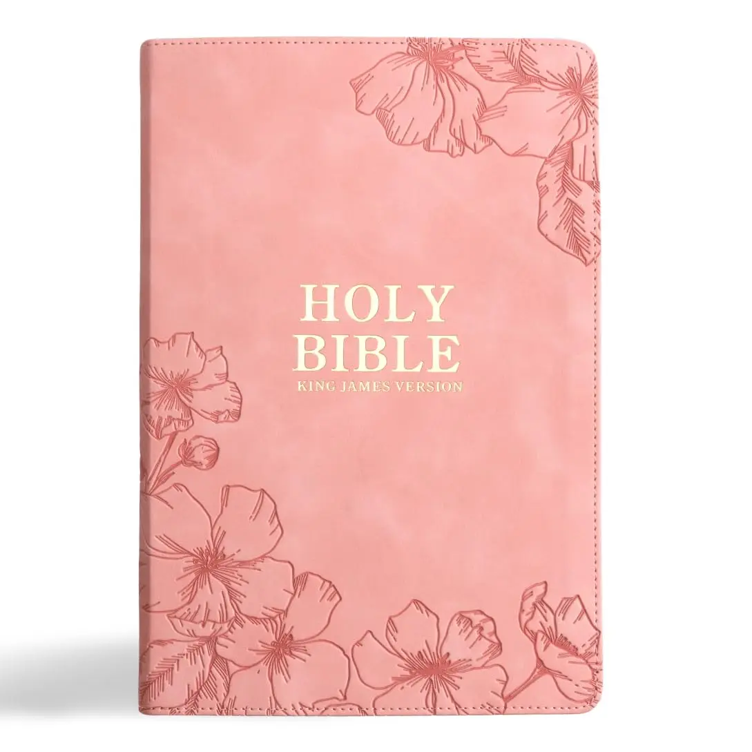 KJV Holy Bible, Giant Print with Cross-References, Soft Pink LeatherTouch with Floral Cover Design