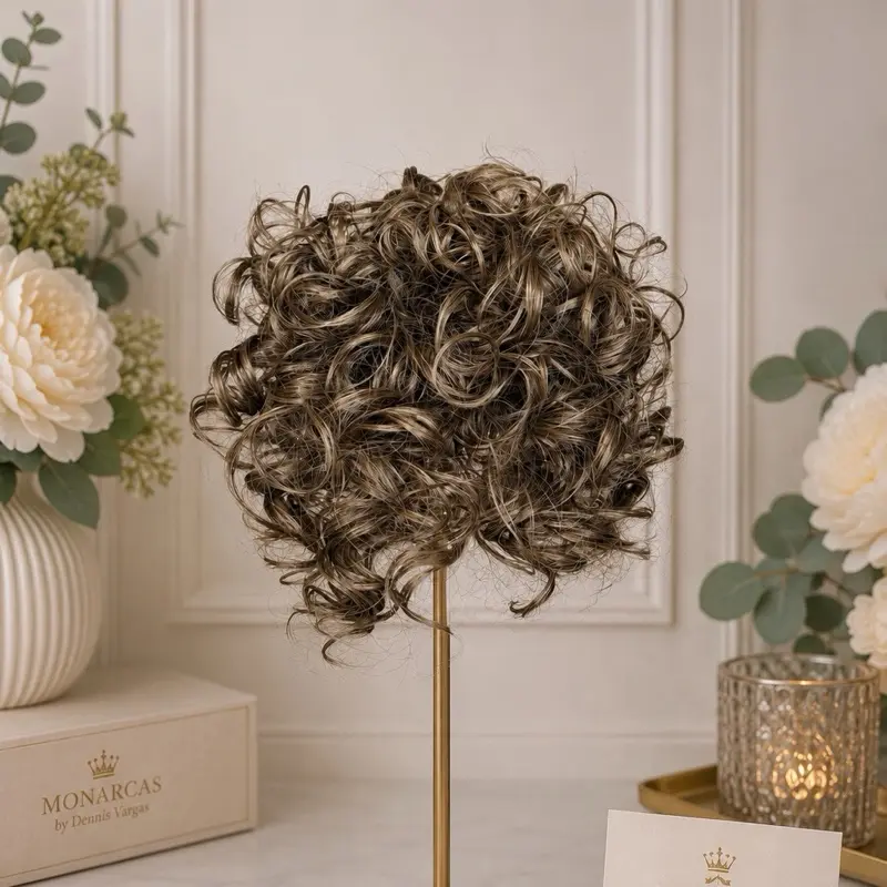 Synthetic Heat Resistant Curly Bun Hair Extension Piece, Sand Color