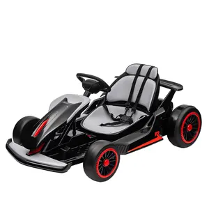 Go Kart,Electric Drift Kart Car with Adjustable Seat,24V 7Ah Outdoor Ride On Toy,2 * 200W Motor,8.1 MPH,LED Lights,Toy Race Car for Kids 6-12 Years Old-Black