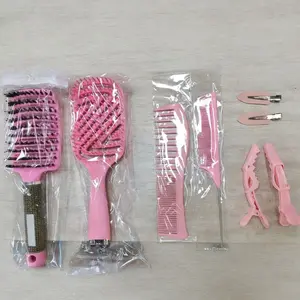 Hair Brush Comb Set For Curly Hair With Detangling Brush Set Hair Styling Comb Clips Set For All Hair Types