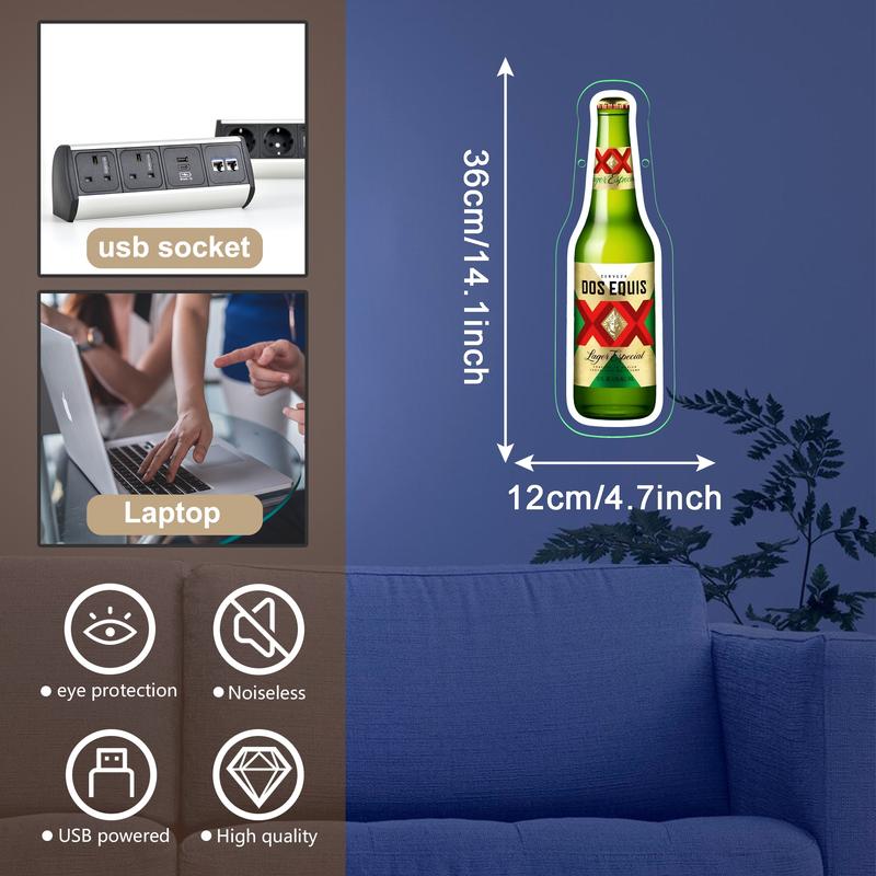 Dos Equis Mexican Lager Beer Neon Sign for Wall Decor Dimmable Beer Neon Signs Bar Led Sign Neon Sign for Man Cave Light Up Sign for Bedroom Home Bar Shop Pub Bistro Party Hotel Game Room Decor Gifts Led Neon Lights