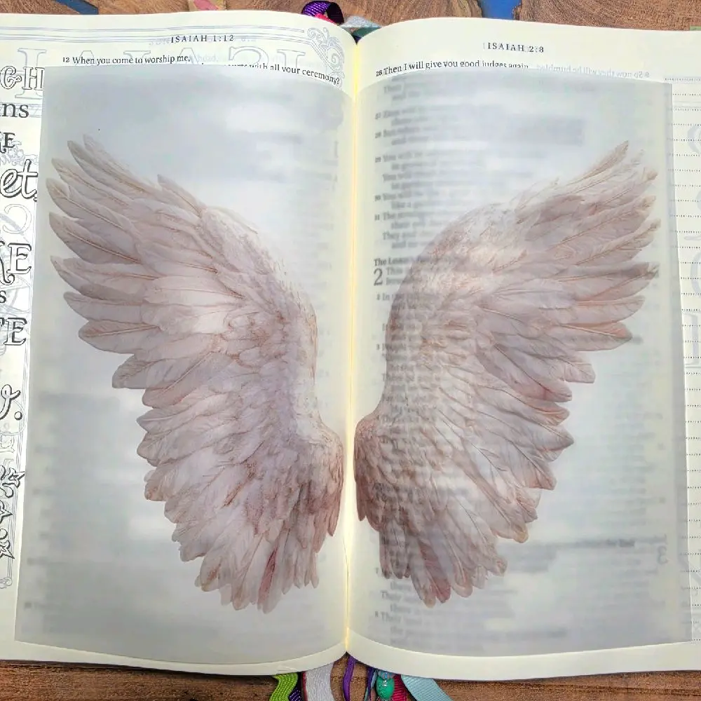 Angel wings Bible Tip-Ins Vellum set of 2 Bible Journaling Insert | loaded Bible accessories | Faith Planner Supply | bird wings | bible decorating
