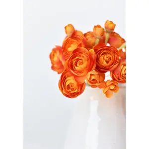 10.5" Faux Peachy Orange Ranunculus Stem Bundle