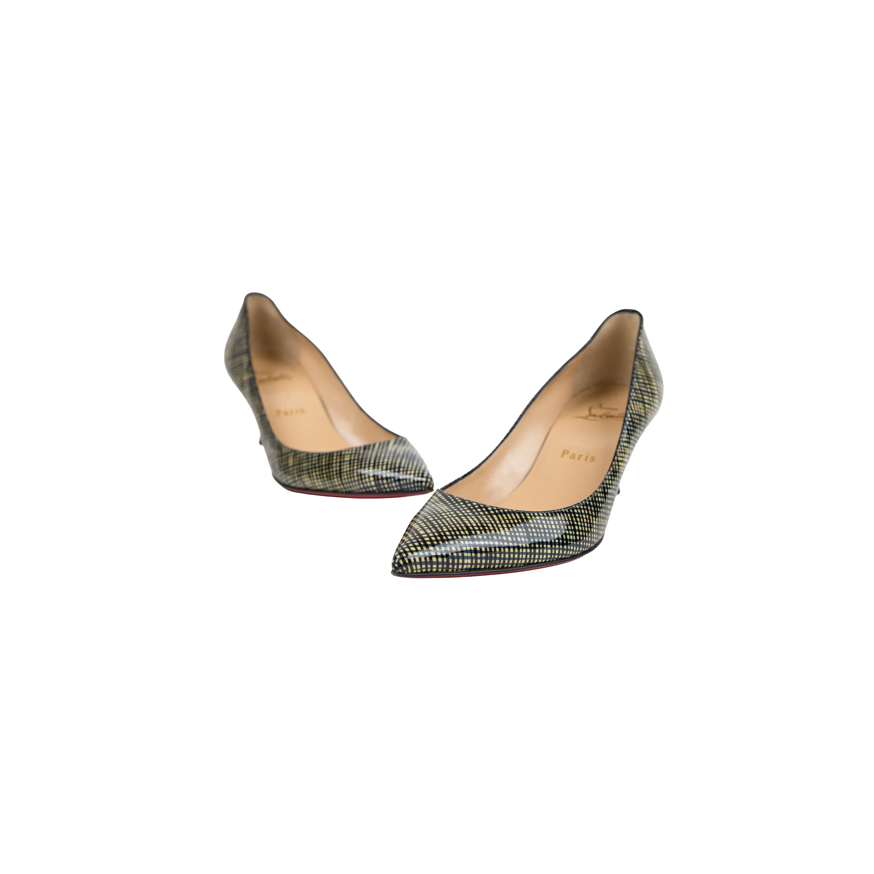 Pre-owned Christian Louboutin Multicolor Leather Kitten Heels Size 37