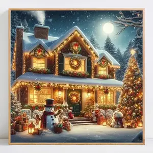 Tree & House Pattern DIY Diamond Arts Colorful Painting Kit without Frame, DIY 5D Diamond Arts Colorful Painting Kit, Wall Art Decor for Home Living Room, Diamond Painting Kits